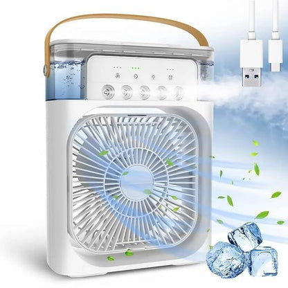 3-in-1 Portable Air Cooler Fan with Mist Humidifier & LED Night Light | USB Rechargeable Mini AC