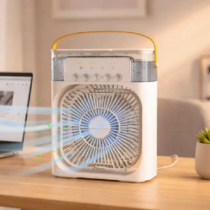 3-in-1 Portable Air Cooler Fan with Mist Humidifier & LED Night Light | USB Rechargeable Mini AC